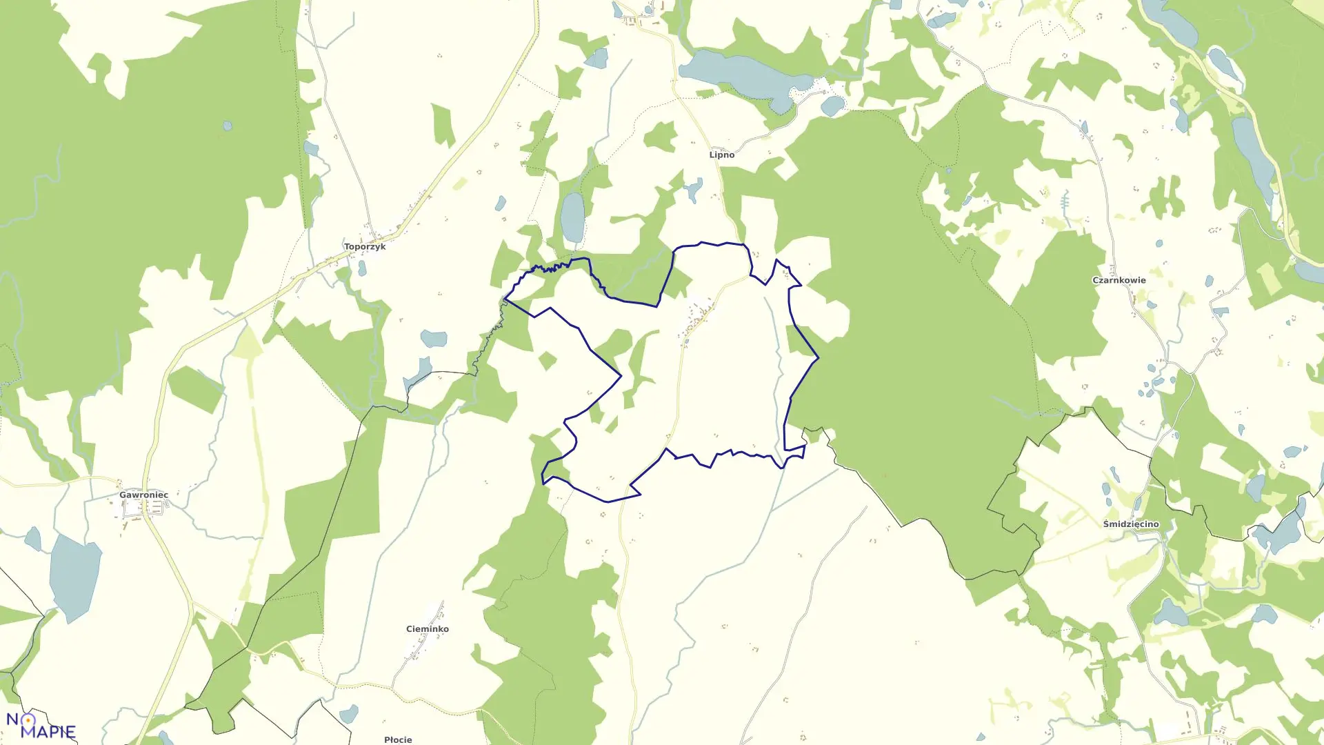 Mapa obrębu Smołdzięcino w gminie Złocieniec