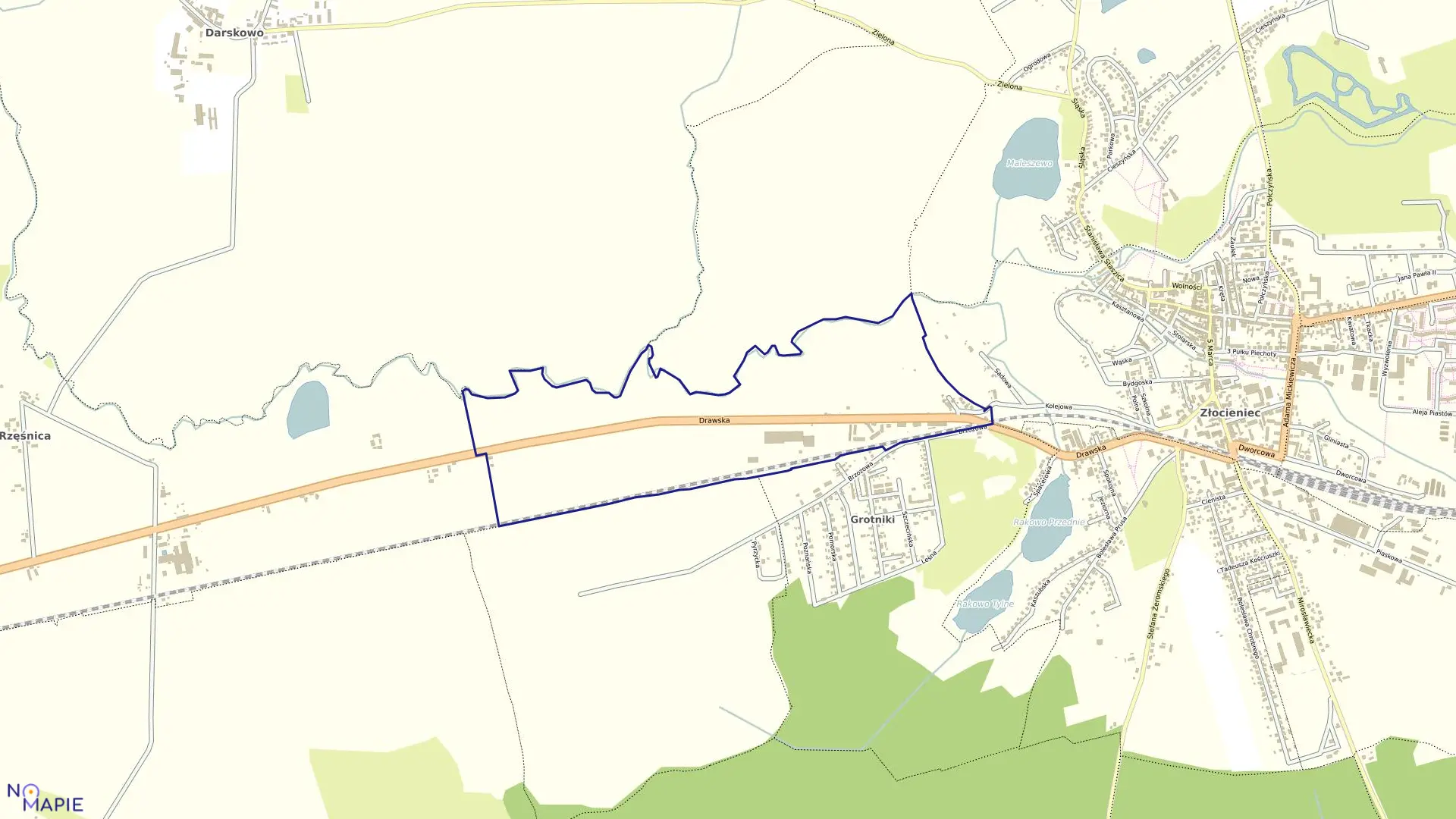 Mapa obrębu Złocieniec-10 w gminie Złocieniec