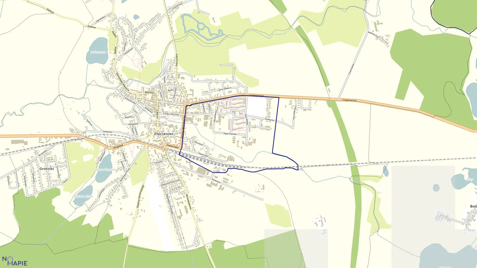 Mapa obrębu Złocieniec-12 w gminie Złocieniec