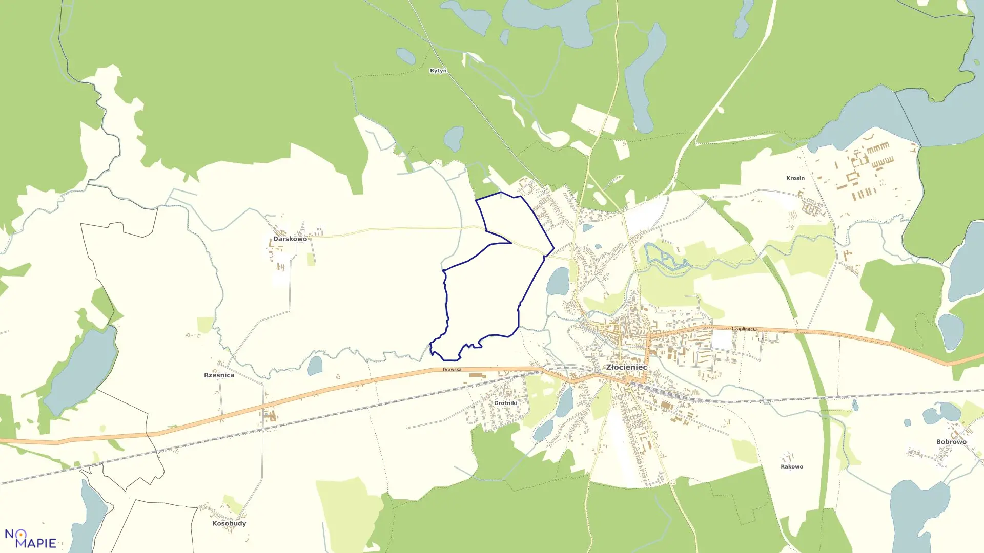 Mapa obrębu Złocieniec-5 w gminie Złocieniec