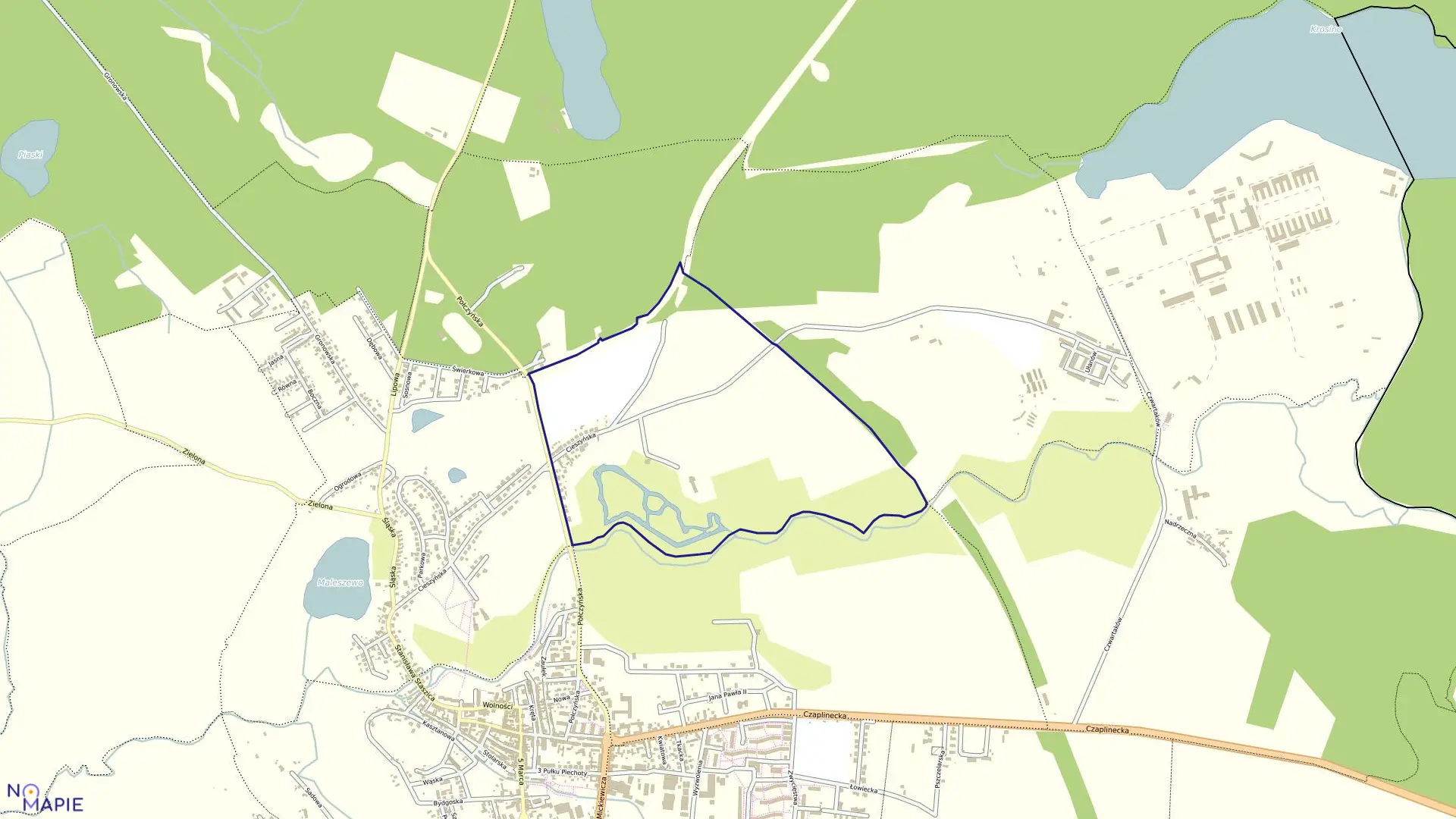 Mapa obrębu Złocieniec-7 w gminie Złocieniec