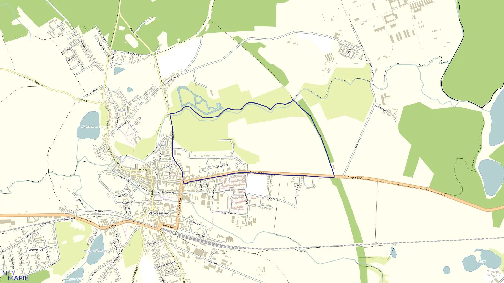 Mapa obrębu Złocieniec-8 w gminie Złocieniec